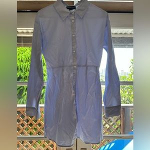 Buttondown dress long sleeve blue